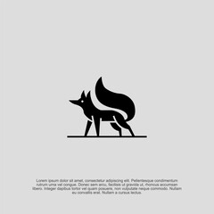 Stylized depiction showcases a minimalistic fox design rendered in monochrome, with sleek lines defining the creature's form and creating a modern and abstract aesthetic