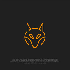 Elegant Orange Fox Head Outline Against Dark Backdrop:  Contemporary Design for Wildlife Enthusiasts and Minimalist Style Projects, Perfect for Nature and Logo Templates