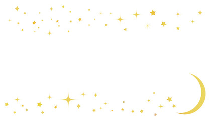 ゴールドのキラキラしたフレームイラスト　星空	