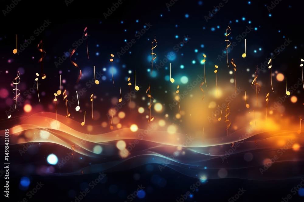 Poster musical note pattern bokeh effect background backgrounds light night.
