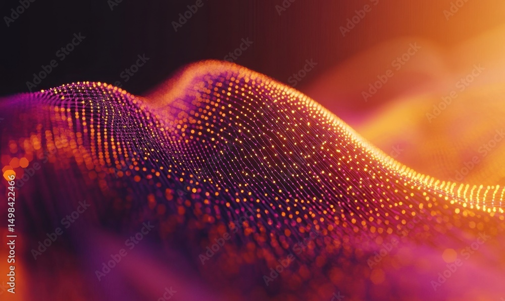 Poster abstract data wave, glowing particles, technology background, digital concept, website header