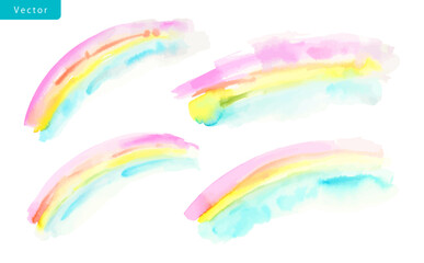 Obraz premium A set of abstract watercolor rainbow vector clipart set. Hand-drawn rainbow illustration collection. Watercolor texture materials.