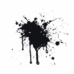 Silhouette with ink droplet white background splattered creativity.