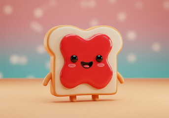 Fototapeta premium Smiling Toast Character with Spread Cute Food Illustration