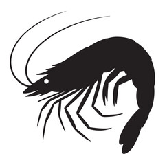 Fototapeta premium A minimalistic yet eye-catching illustration of a shrimp in silhouette, set against a crisp white background.