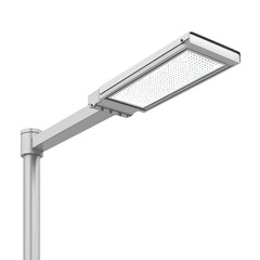 a sleek, modern outdoor led street lamp with integrated motion sensing light fixture, providing illumination for pathways or entrances to buildings