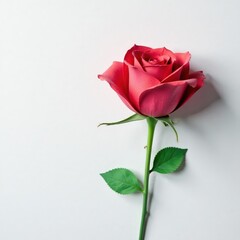 Obraz premium A single colorful paper rose against a bright and airy white wall with subtle texture, clean background , pastel shades, soft focus