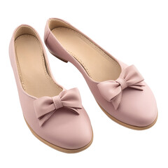Obraz premium a pair of pink flat shoes with bow ties. the shoes have an elegant design and are shown against a neutral background