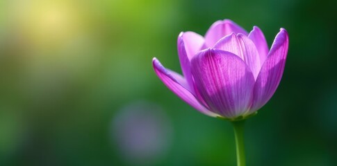 Delicate purple petals unfolding from a green stem, delicate, nature, purple