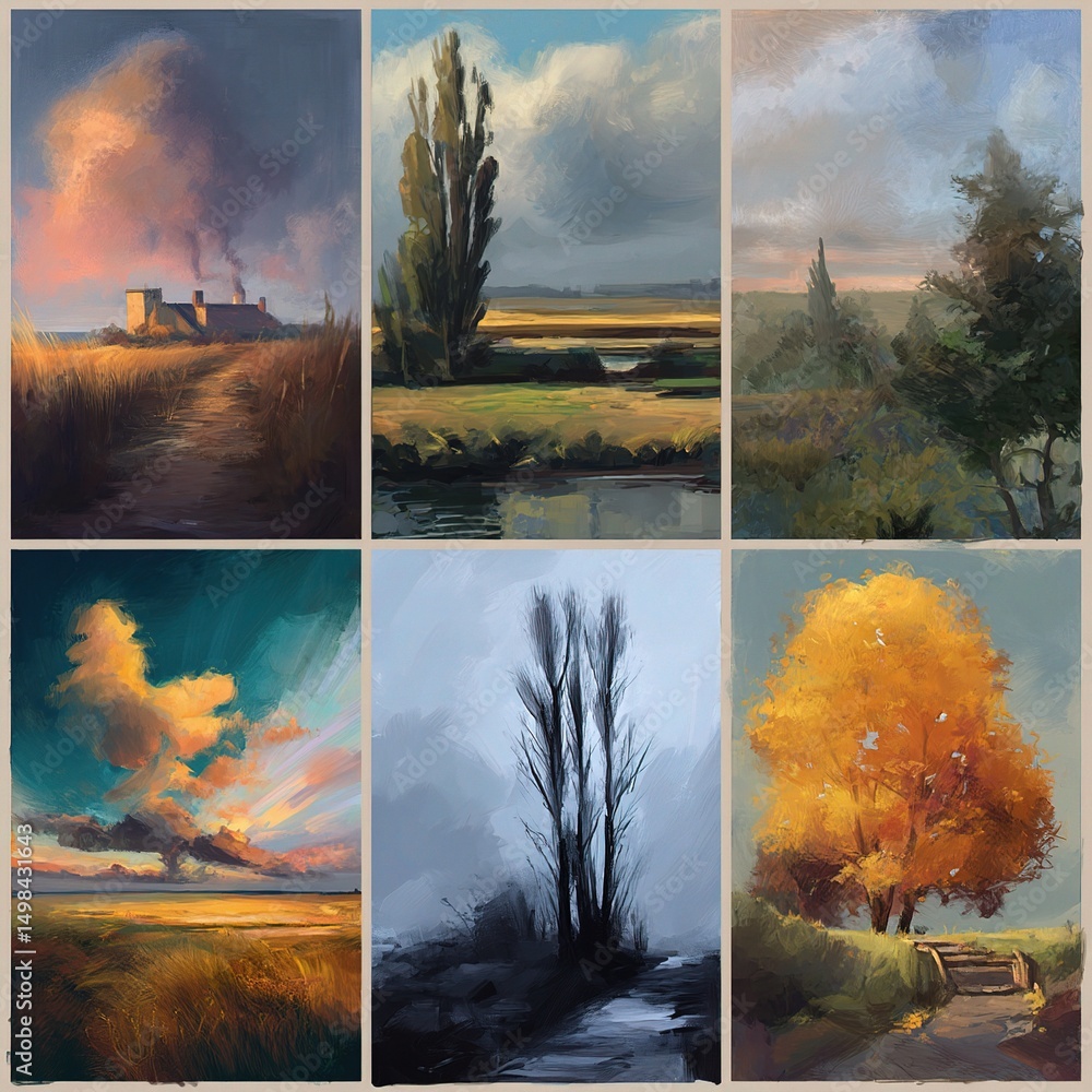 Poster diverse approaches to nature with colorful elements and styles