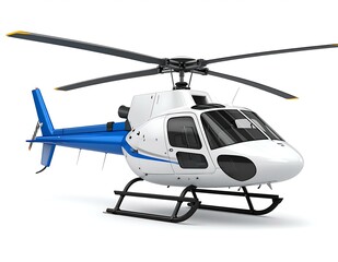 Modern White Helicopter Aerial View, Rotor Blades, Aircraft Design