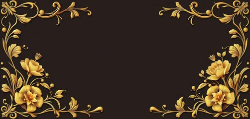 Elegant gold floral frame wedding invitation card design, intricate details, classic, invitation card design