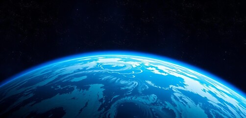 Obraz premium Earth's curve, blue atmosphere, starry night sky, astronomical, perspective