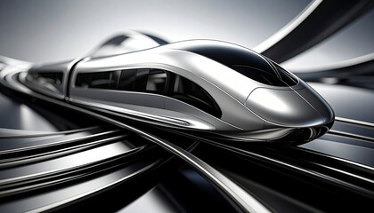 Obraz premium Abstract Illustration of Modernistic Bullet Train in Subway