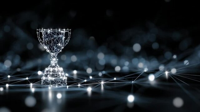 Abstract trophy award design representing achievement through modern technology