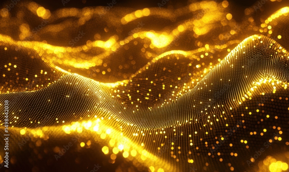 Poster golden particle wave abstract background