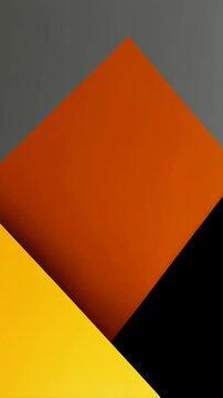 Abstract geometric background with overlapping orange, yellow, white, and grey shapes forming a modern design.