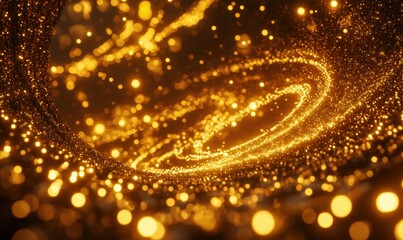 Golden swirling particles, abstract background, luxury, celebration