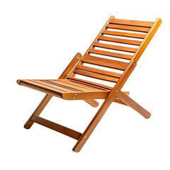 Contemporary Reclining Wooden Beach Chair Isolated on Transparent Background