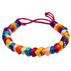 Vibrant Woven Anklet with Bold Interlaced Threads Isolated on Transparent Background