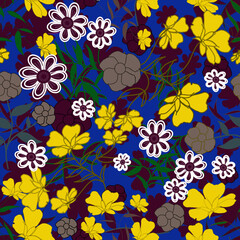 Floral pattern seamless ,flower branches seamless pattern , vector , illustration ,flowers pattern design Seamless flower pattern with colorful little flowers. Simple flat bright flowers background