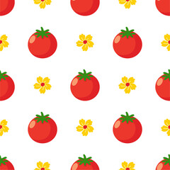 Red tomato vector seamless pattern.