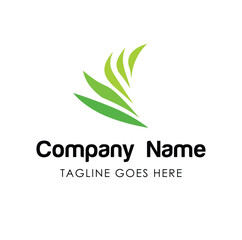 Vector illustration logo green leaf company isolated on white background
