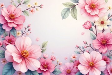 Delicate, watercolor-style floral motif Soft, overlapping blossoms , print, petals, floral