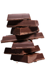 chocolate stack on white background.