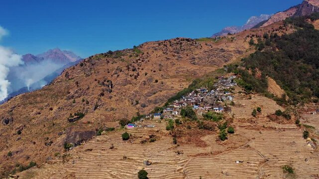 Wide Scenic Shot of Village in Lamjung, Nepal &ndash; 4K Landscape Footage