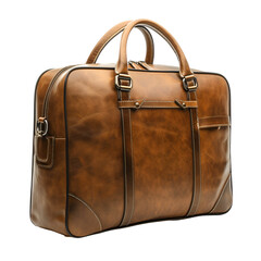 Brown Leather Briefcase Stylish Travel Bag