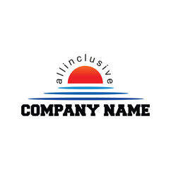 Sunset illustration  logo design vector template
