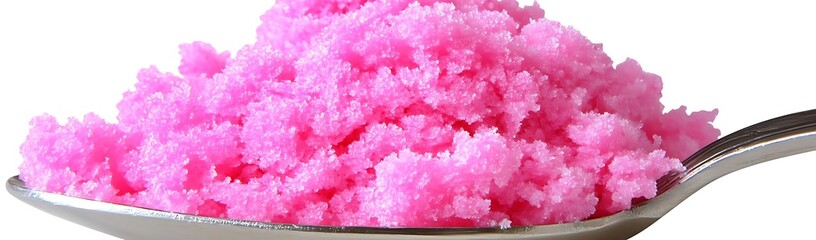 Fototapeta premium Pink crystals on spoon, close-up