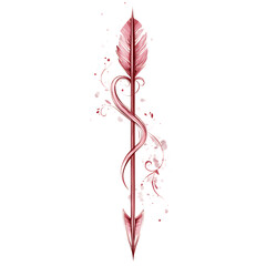 Artistic Arrow with Expressive Curves in Dusty Rose Isolated on Transparent Background