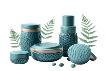 Teal and Gold Luxury Skincare Set with Ferns