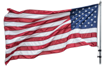 american flag waving against black background.