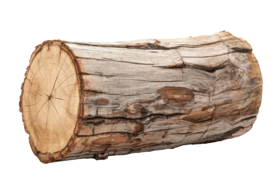 wooden log isolated on white background