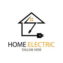 electric house logo vector illustration in flat style