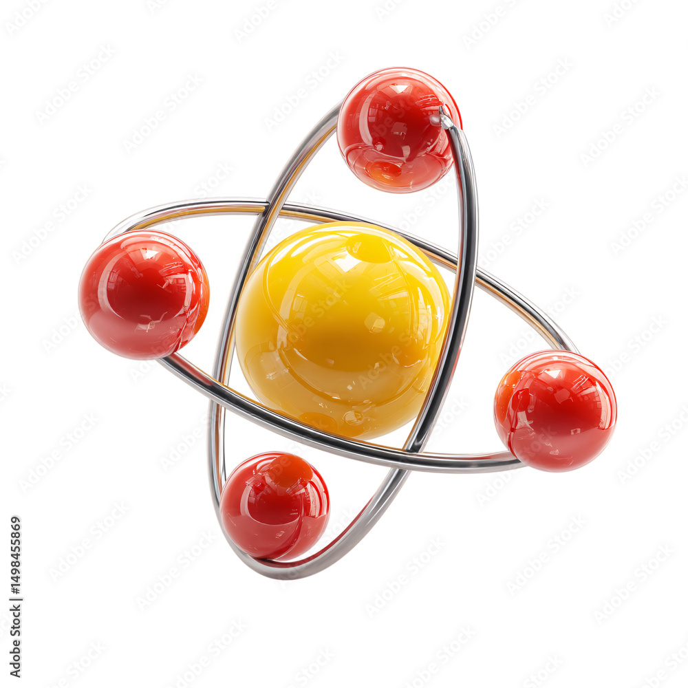 Poster 3d render of atom model isolated on transparent background