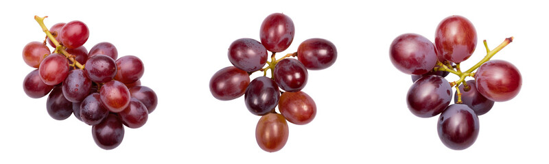 Fototapeta premium three bunches of red grapes on white background