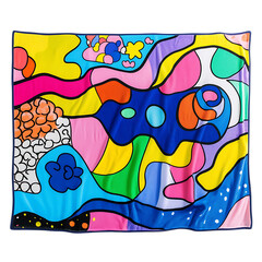 Playful Beach Towel with Giant Whimsical Doodles in a Colorful Painting Isolated on Transparent Background