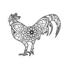 Obraz premium Intricate Mandala Rooster Illustration Ornate Bird Design