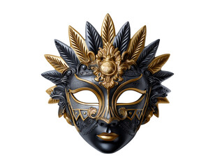 Elegant masquerade mask illustration featuring intricate designs, pearls, and feathers, isolated on a transparent background.