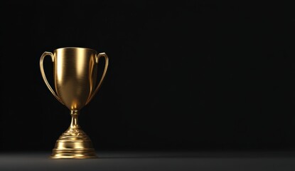 Golden trophy award on dark background