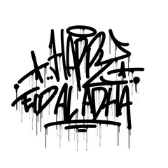 Happy eid al adha sign in graffiti style