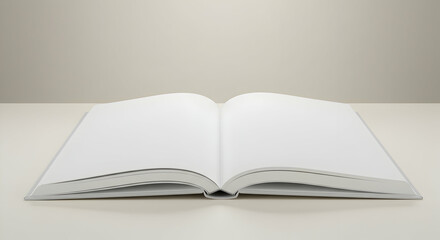 Blank open book on light surface