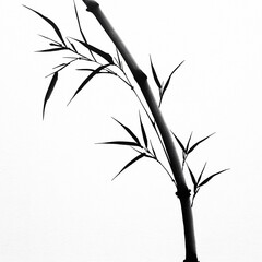 Naklejka premium Elegant Minimalist Bamboo Silhouette Black and White Art