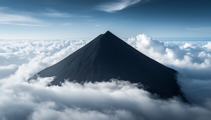 Naklejka premium Volcanic Peak Above Cloudscape.