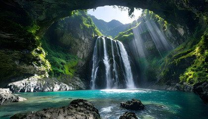 waterfall in the cave