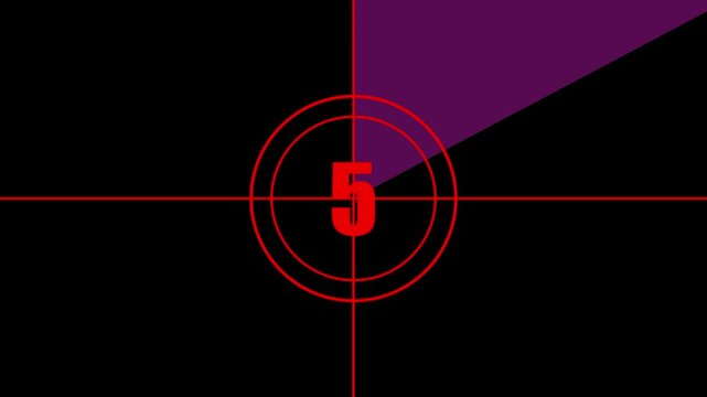 Classic film countdown screen displaying number four in white with circular timer lines and quadrant background, evoking vintage cinema aesthetics and retro movie reel intros.